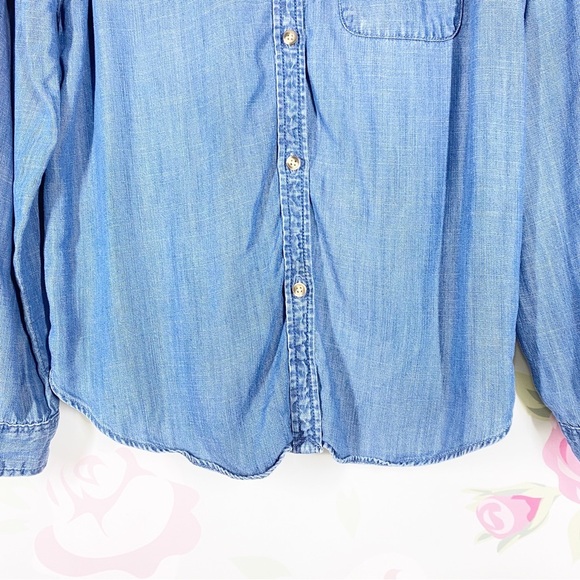 American Eagle Outfitters AEO Chambray Denim Boyfriend Button Down Shirt S - Picture 3 of 12